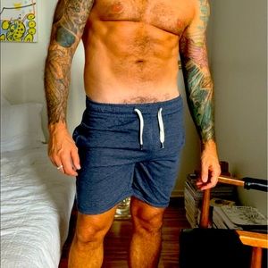 Blue Cotton Athletic  Shorts